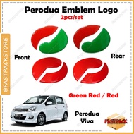 For PERODUA Viva Emblem Logo 3D Green Red / Red Sticker Front Rear DIY Epoxy Sporty Pelekat Logo 2pc