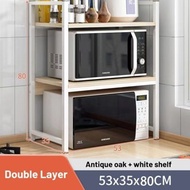 2-Tier Wooden Microwave Oven Rack Bakers Racks for Kitchens Microwave Shelf Stand Save Space Storage