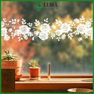【LLMA】White Flower Rattan Wall Sticker Electrostatic Glass Sticker Shower Mirror Decal❀