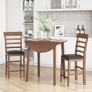 Ufurpie 3 Piece Round Dining Table Set,Drop Leaf Dining Table an 並行輸入品