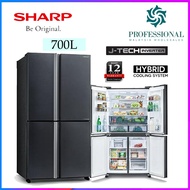 SHARP 4 Door J-Tech Inverter Technology 700L Avance Refrigerator - SJF821VMSS Peti Ais Fridge Peti Sejuk