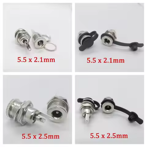 5Pcs DC099 DC025M 5.5x2.5mm 5.5x2.1mm DC Power Jack Socket Connector 5.5x 2.1mm 5.5x 2.5mm 3.5x 1.35