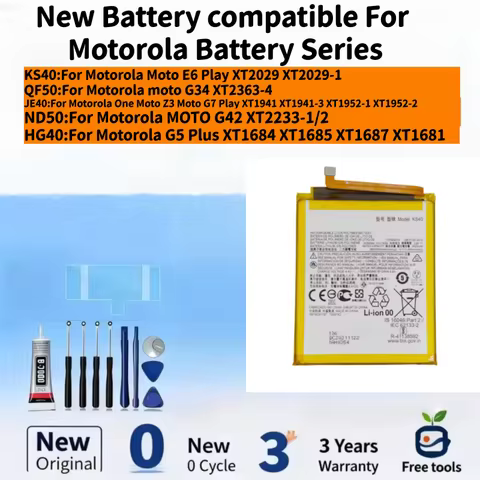 New Battery compatible For Motorola Moto E6 Play / G34 / Moto Z3 Moto G7 Play /G42/G5 Plus Mobile Ph