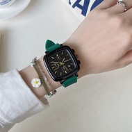 High-end square quartz watch women's high-end simple waterproof retro casual jam tangan perempuan 方形女士手表 +