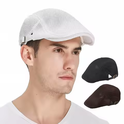 New Summer Breathable Mesh Beret Fashion Casual Sun Visor Flat Hat Vintage Men Women Newsboy Cap For