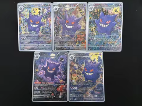 5Pcs Pokemon crayon style Gengar holo cards Pokemon gift Art Pokemon flash card gift
