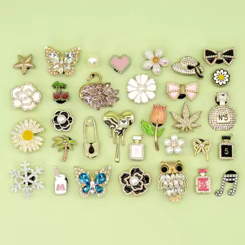 1PCS Bling Butterfly Shoe Charms Perfume Bow Sunflower Metal Shoes Accessories Girls Favor Flower Pi