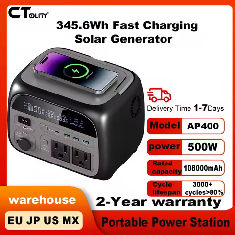CTOLITY AP400 500W 345Wh Portable Power Station Solar Generator 108000mAh For Emergency Energy Stora