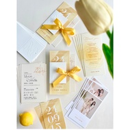 Wedding Invitation Korean Simple Customized Multicolor Texture Yellow Letter Lucky Draw Coupon 1010 