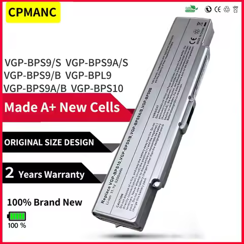 CPMANC Silver Laptop battery for SONY VAIO VGP BPS9 BPS10 BPL9 BPL10 VGP-BPL9 VGP-BPS9A/B VGP-BPS9/S