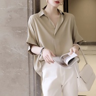 Korean Style Loose Batwing Sleeve Shirt Women Short Sleeve Blouse Top