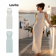 (trendy3)Lovito Elegant Plain Plicated Dress for Women L86ED203 (Multi-color) Lovito Gaun Plicated P