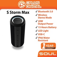 SOUL S-STORM MAX Wireless Speaker Bluetooth 5.0 Wireless 20W Power 15 Hours Battery LED Light USB-C 