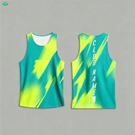 (xinghe88) Customizable Teal & Neon Yellow Gradient Tank Top – Personalized Club Name Print