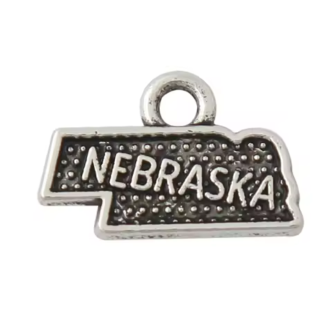 RAINXTAR Fashion State Nebraska Alloy Vintage Map Pendant Charms 50pcs 10*16mm AAC804