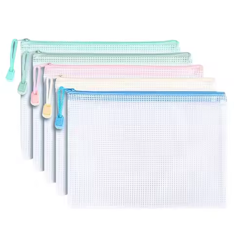 5pcs zipper file bag, puzzle project bag, letter sorting and storage, office supplies, waterproof,