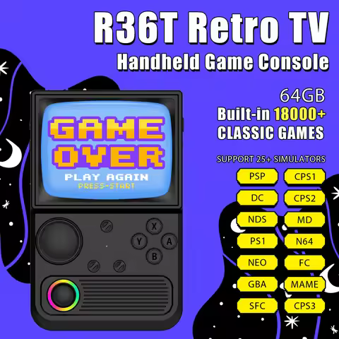 R36T Retro TV Handheld Game Console 3.5'' IPS Screen EmuEMEC System Wi-Fi 22000+Games Portable Pocke