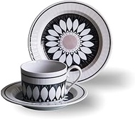 Awasaka Antico Flower Daisy Tea Time Set, Cake Plate: Ο7.9 x 1.0 inches (200 x 25 mm), Cup: Ο3.3 x 2