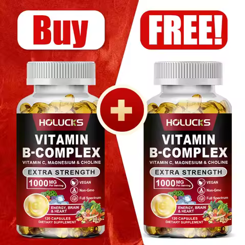 Buy 1 Get 1 Free! Complete Vitamin B Complex Capsules, Support Stress & Fatigue, Boosts Mood, Brain 