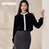 Roey s house | เสื้อเบลาส์คอฝรั่งเศสต่อเนื่องแบบหลวม ขนาด 128-14
