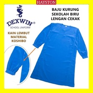 Dexwin Baju Kurung Sekolah Biru Lengan Cekak Kain Licin Lembut Koshibo | Baju Kurung Biru Tangan Cek