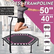 40/50''Trampoline Gym Fitness Trampoline for Adults Kids Safety Jump Sports Training with 3 Levels A