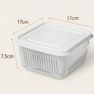 瀝水保鮮盒  17cm x 17cm 白色 瀝水籃可拆