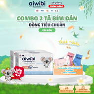 Combo 2 Tã/Bỉm Dán Aiwibi Tiêu Chuẩn Thoáng Khí Thấm Hút Nhanh Gói Lớn S52/M48/L44/XL40