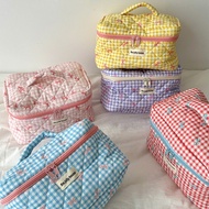 224 Plaid Bow Cosmetic Bag High-Value Large-Capacity Portable Portable Travel Toiletry Storage Bag F