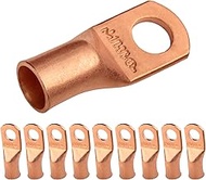 SELTERM 10pcs 1/0 AWG - 3/8" Stud - Battery Lugs, Heavy Duty Wire Lugs, Ring Terminals, Battery Cabl