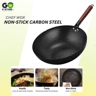 Authentic Non stick FLAT BOTTOM Wok Pan (Heavy Duty) Carbon Steel Pan Nonstick Ninong Ry