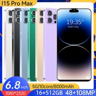 Phone Murah A15 Pro Max Handphone 6.8inch Screen 16GB+512GB 4G/5G Smartphone Android Mobile Phone