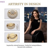 VAEC Fashion Sun Moon Crystal Brooch for Women Rhinestone Shiny Jewelry Coat zer Scarf Accessories G