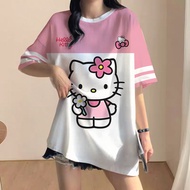 Cute HELLO KITTY Oversize Unisex Jersey Loose Football JERSEY Sports Streetwear PINK
