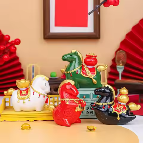 2026 Chinese New Year Resin Horse Figurine Miniature Horse Mascot Exquisite Rotatable Zodiac Horse O