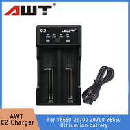 AWT 2 slots  C2 5v 2A battery charger fast charge for 18650 21700 20700 26650 lithium ion battery