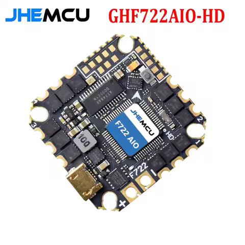 JHEMCU GHF722AIO-HD 40A AIO Flight Controller F722 FC Baro OSD BlackBox 40A 4in1 ESC 2-6S For RC FPV
