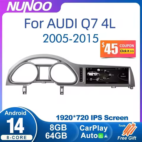 For Audi Q7 4L 2005-2015 MMI Android 14 Wireless CarPlay GPS Car Intelligent Multimedia Player Navig