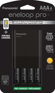 Panasonic K-KJ87K3A4BA Individual Battery Charger with Portable Charging Technology and 4AAA Eneloop