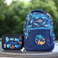 Special Offer Ready Stock Australia smiggle Elementary School Students Zipper Schoolbag Backpack Pencil Case Blue Shark