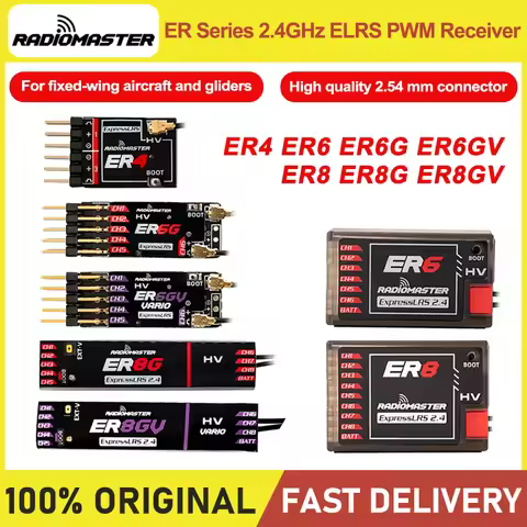 Radiomaster PWM Receiver ER4 4CH/ER6 ER6G ER6GV 2.4G 6CH/ER8 ER8G ER8GV 8CH CRSF ELRS 2.4Ghz 100mw f