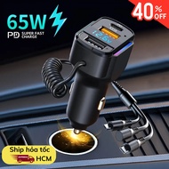 XO • MM HOUSE K4 Multifunctional Car Charger 3-Head Cable with Integrated Spring Support PD 20W Neat