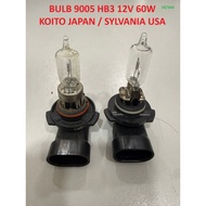 BULB 9005 HB3 12V 60W KOITO JAPAN / SYLVANIA USA HOLOGEN 9005 HB3 BULB FOG LIGHT BULB