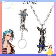 LA Jinx Keychain, Game League of Legend Metal Arcane Necklace Jewelry, Fashion LOL Arcane Game Acces