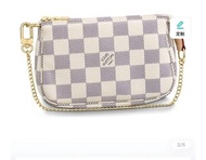 二手louis vuitton lv 迷你小皮包 麻將包 米色 棋盤格 N58010 附盒 防塵袋