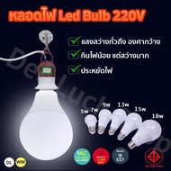 หลอดไฟ LED หลอดไฟกลม ขั้วE27 ใช้ไฟฟ้า220V สว่างนวลตา 5W 7W 9W 12W 15W 18W 22W แสงสีขาว T8