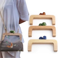 Bag Clutch Handle Kiss Lock Handbag Square Wallet Frame Solid Wood
