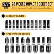 BOEN 3/8" Drive Impact Socket Set, 59-Piece Standard SAE (5/16 to 3/4 inch) and Metric (6-22mm), Inc