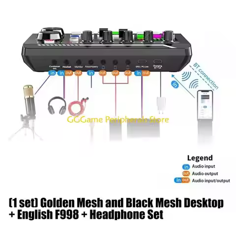 U55B Upgrades Live Sound Card with Dj Mixer Effects & Voice Changer F998 Live Sound Card Sound Mixer
