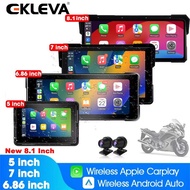 EKLEVA 5/7/6.86/8.1 inch Motorcycle DVR Navigation CarPlay Display Portable Motorcycle Wireless Andr